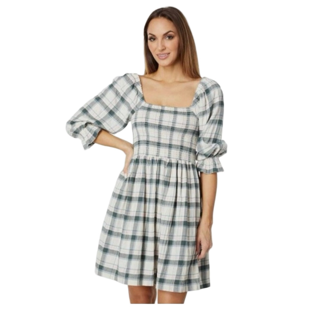 Plaid Cotton Dress With Pockets